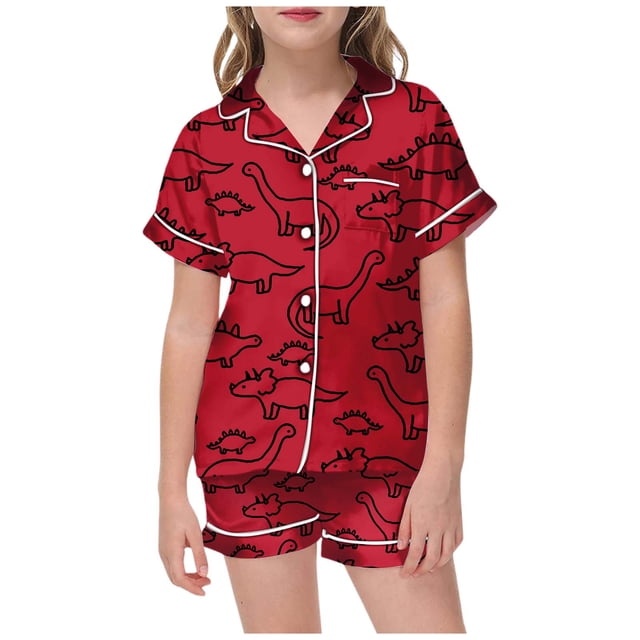 Hiiyo Kids DIY Hand Painted Homewear Set Dinosaur Coloring Pajamas Sleepwear Sets For Boy And Girl