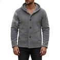 thumbnail image 2 of Ceisia Men's casual solid color warm hooded button-down jacket long Gift sleeve outdoor outerwear, 2 of 9