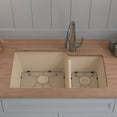 thumbnail image 2 of 32" x 19" Quartz Kitchen Sink, Double Bowl Sink, Drop-in Sink, Undermount Sink, Granite Kitchen Sink, Galaxy Beige Kitchen Sink, with Steel Grid, Basket Strainer and Flange Lexicon Platinum LP-4060-B, 2 of 10
