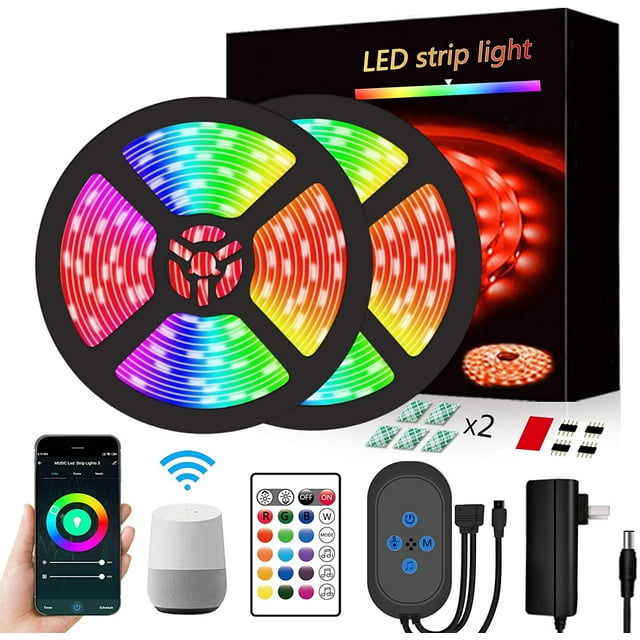 Segrass WiFi Led Strip Lights Compatible with Alexa,Google Home, 32.8ft RGB D Strips Light with Wifi Controller Music Sync Color Changing Rope lights for bedroom Party TV Home Decorative