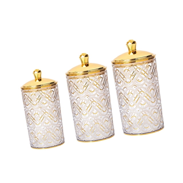Juego de 3 tarros de almacenamiento con tapa, herméticos, multifuncionales, elegantes, para la encimera de la cocina, recipientes para almacenar fruto