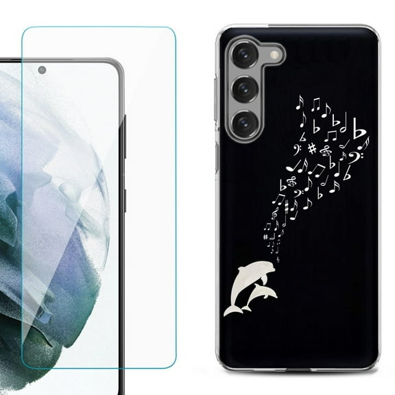 Shockproof Fashion Phone Case for Samsung Galaxy S23 5G, by OneToughShield ® - Dolphin Music