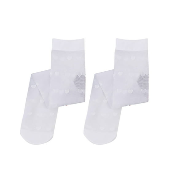 Visland 1 Pair Women Long Socks Thin See-through Solid Color Lolita Heart Print Match Uniform Elastic Comfortable JK Style Calf Socks Cosplay Supplies