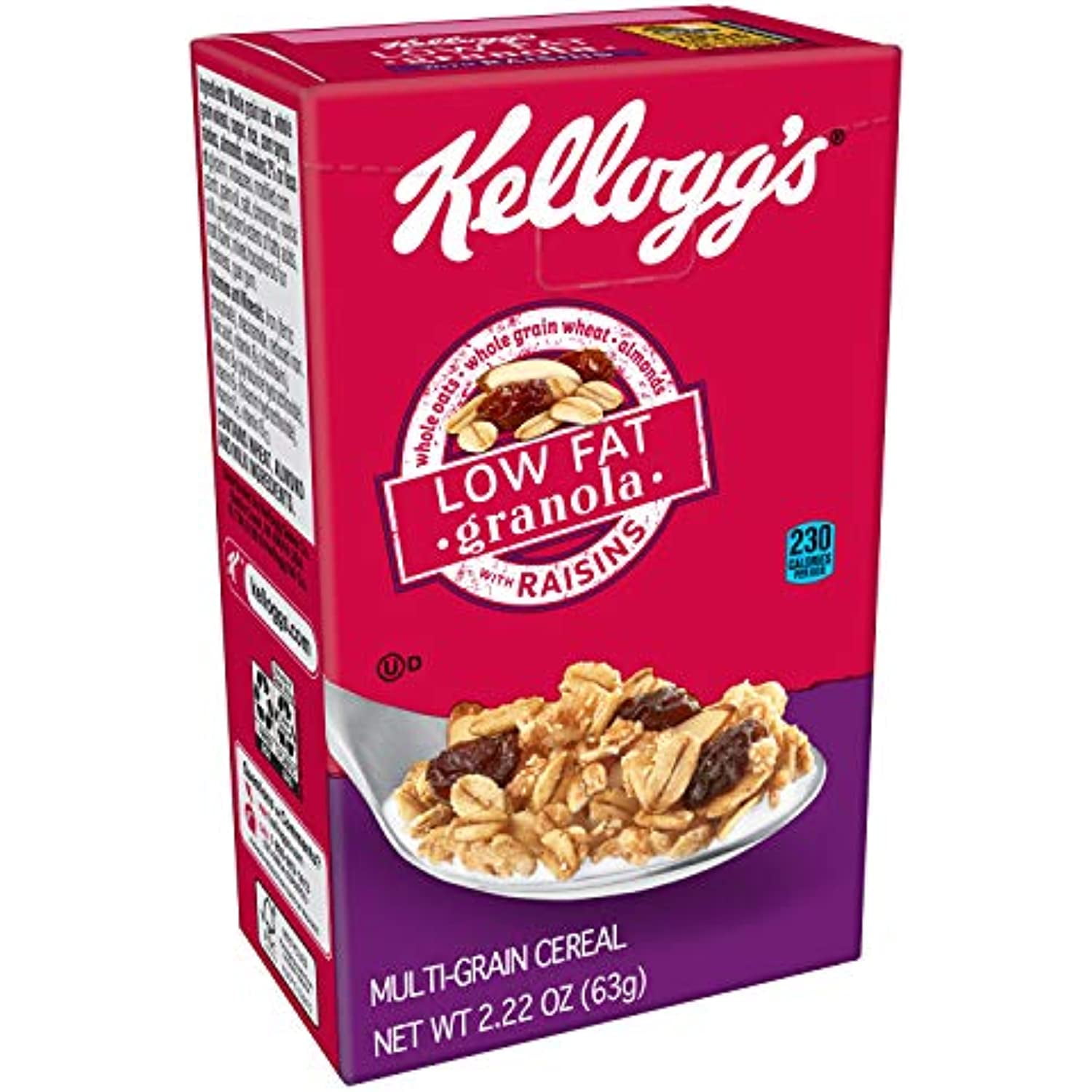 Kelloggs Low Fat Granola Cereal, With Raisins, 2.22Oz (70 Count