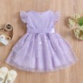 thumbnail image 2 of Vestido De Princesa De Punto Acanalado Con Mangas Volantes Y Estrellas De Lentejuelas Para NiñAs PequeñAs Con CinturóN De Lazo, 2 of 4