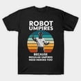 thumbnail image 1 of T-Shirt de Sport Rétro Vintage Drôle de Robot de Baseball Arbitre Zone de Frappe, P-5TG, 1 of 4