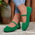 thumbnail image 6 of Ballet Flats for Women Slip On Square Toe Formal Wedding Flats Shoes with Low Arch Fashion Soft Sole Loafers Canvas Retro Shoes Green 42, 6 of 8