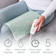 Pure Enrichment PureRelief Express Designer Series Electric Heating Pad - 12” x 15” Fast-Heating with 4 Heat Settings, Machine-Washable Fabric, 2-Hour Auto Safety Shut-Off - Laurel Leaves