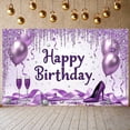 thumbnail image 3 of Purple Theme Happy Birthday Banner Glitter Design Party Backdrop Balloon Decoration High Heel Celebration Background for Birthday Party Women's Birthday Indoor Decoration, 3 of 9