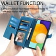 thumbnail image 3 of TECH CIRCLE Zipper Wallet Case for iPhone 11 Embossed Flower Pattern PU Leather Case with Wrist Lanyard Card Slots Magnetic Kickstand Protective Case for iPhone 11,Blue, 3 of 7