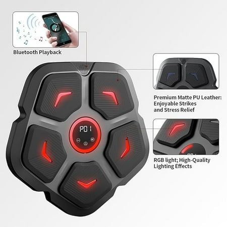 RKXQT Music Boxing Machine, Smart Bluetooth Boxing Trainer, Intelligent Punching Boxing Target Workout Equipment for Home Office Gym