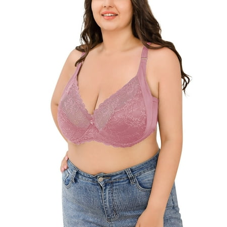 

Nursing Bras Low Cut Lette Crop Top Female Brassiere Thin Deep V Sport Bra for Womens High Support Pink 95G