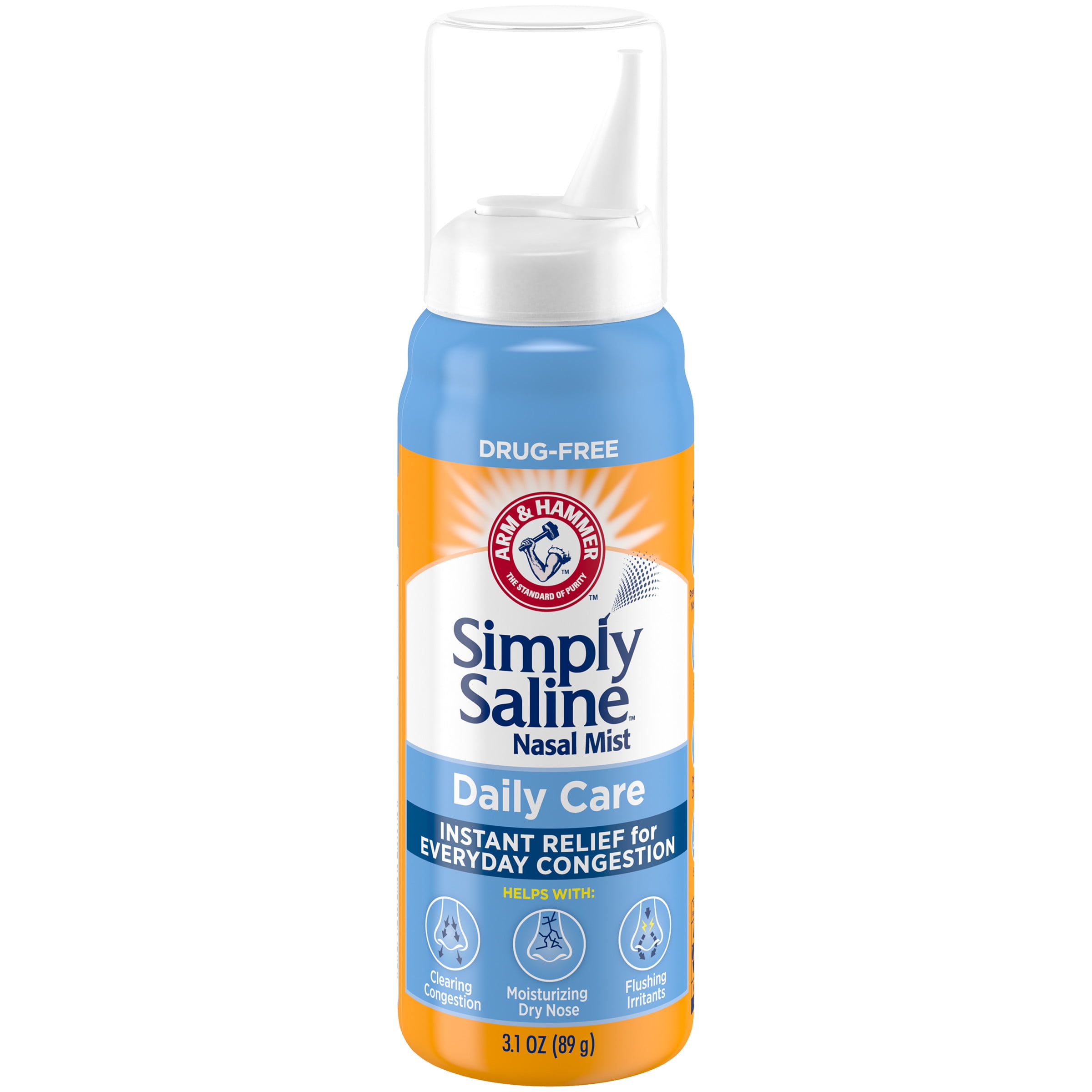 Arm & Hammer Simply Saline Nasal Mist Instant Relief for Everyday Congestion,3.1 OZ