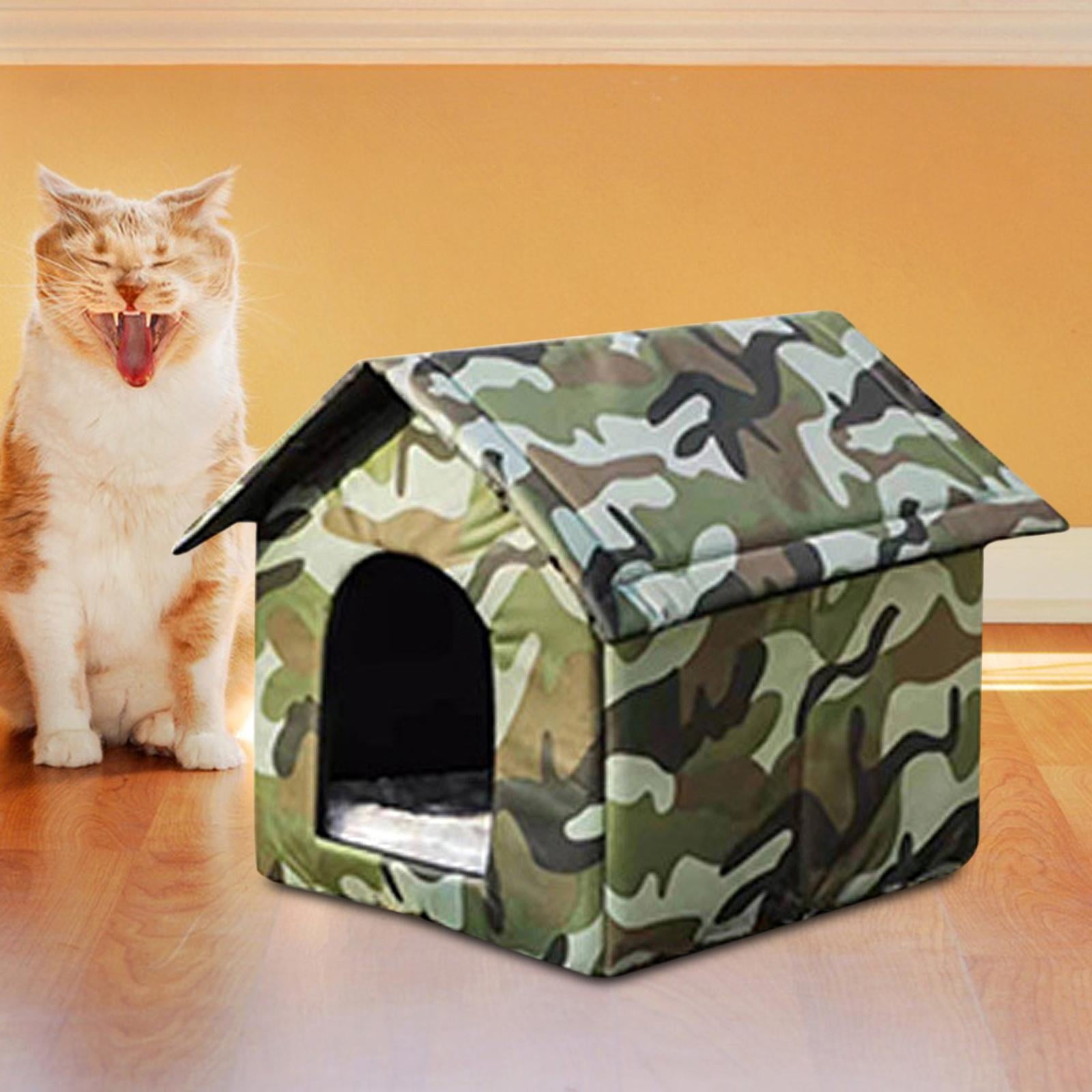 Senya Outdoor Feral Cats House Waterproof Oxford Stray Cats Shelter Warm Pet Cave for Winter Small Animal Tent Bed for Feral Cats Dog Puppy Kennel, 35cmx30cmx35cm