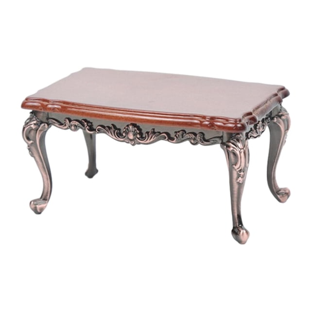 Wweixi Table Miniature en Bois pour Maison de Poupée Décoration Élégante Accessoire pour Maison de Poupée à l'Échelle 1/12 Accessoires de Maison de Poupée Grande avec Pieds Rouges
