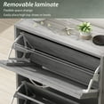 thumbnail image 4 of Shoe Storage Cabinet with 3 Flip Drawers, Slim Shoe Cabinet for Entryway, Hidden Shoe Organizer, Wooden Narrow Shoe Rack Cabinet with Removable Shelf, Louver Door, Grey, 4 of 14