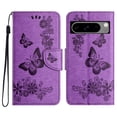 thumbnail image 2 of Feishell Wallet Case for Google Pixel 9 Pro XL,Retro PU Leather Butterfly Embossed Pattern Full Protection Anti-Scratch Magnetic Clasp Flip Holder Card Slots & Cash Pocket Phone Cover,Purple, 2 of 9