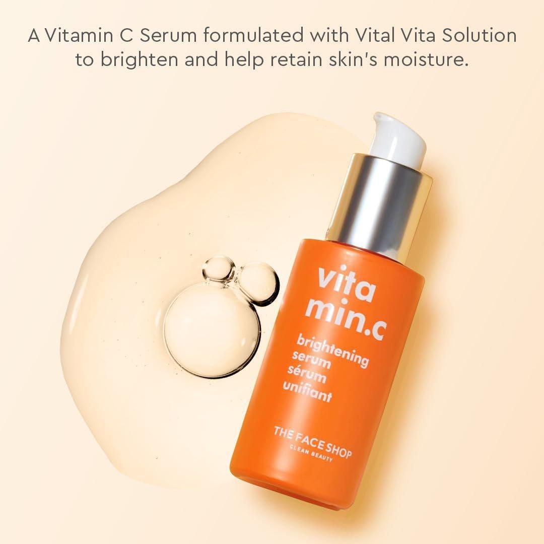 Sérum illuminateur Vitamin C The Face Shop avec acide hyaluronique et niacinamide, pour les taches foncées, la peau terne et le teint inégal – beauté coréenn