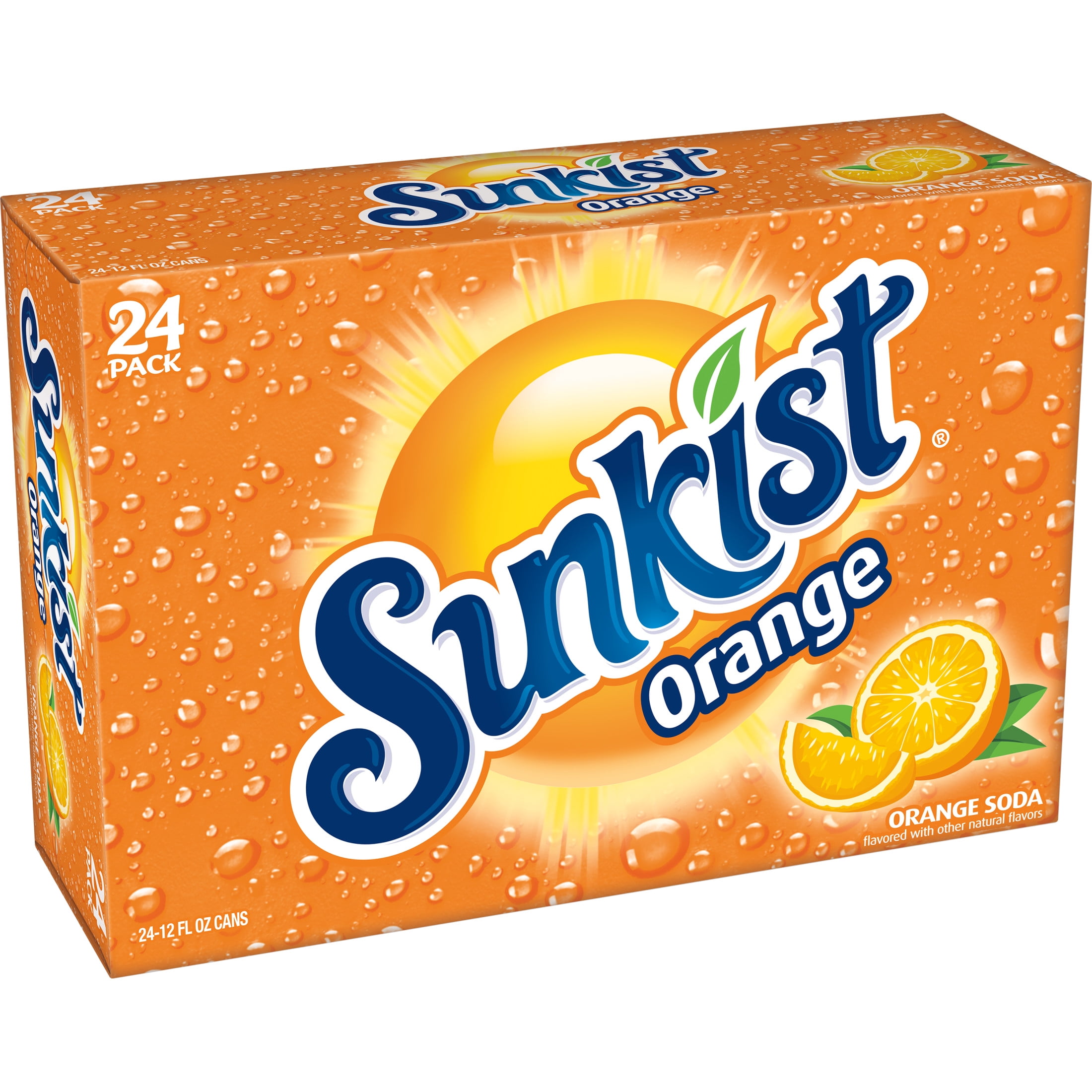 Sunkist Orange Soda Pop, 12 fl oz, 24 Pack Cans