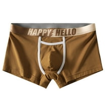 Vetsdori Mens Underwear Cotton Pull-On Boxer Briefs Brown Plus Size Casual Trendy Underwear for Men Breathable