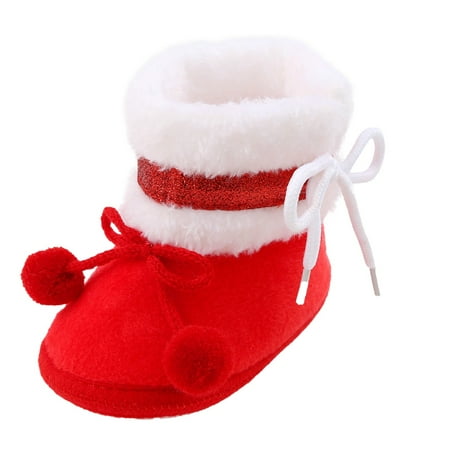 BOBOGOJP Baby Boy Girl Boots Newborn Shoes Non Slip Soft Sole Toddler First Walker Crib Warm Winter Shoes (Red 5.5)
