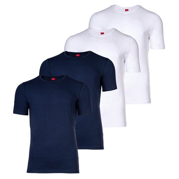 s.Oliver Camiseta para hombre, 4-Pack - Básica, Cuello redondo, Liso Blanco/azul marino L (Large)