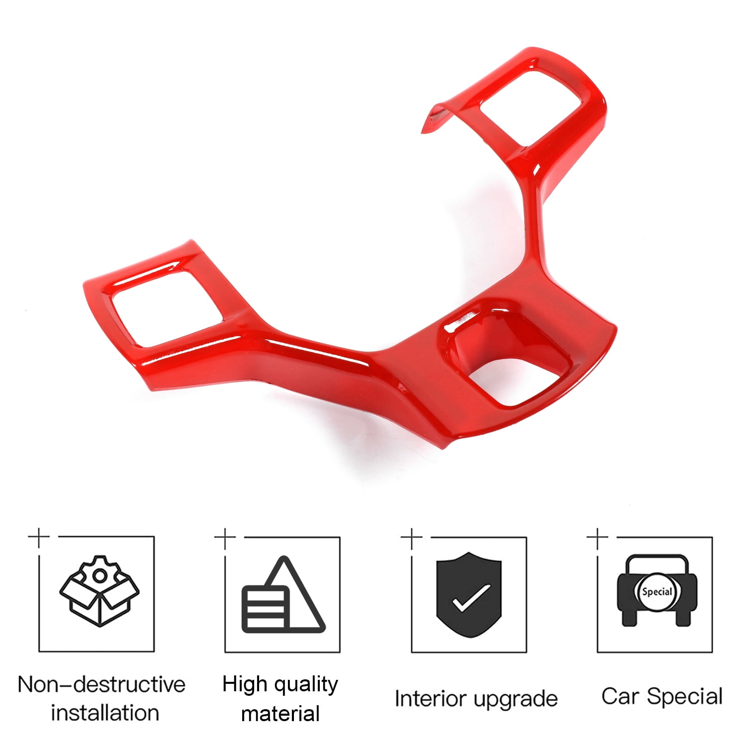 CheroCar Steering Wheel Cover Interior Decoration Accessories for Dodge RAM 2010-2017,Red