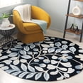 thumbnail image 2 of SAFAVIEH Jardin Quinton Leaves Area Rug, Black/Ivory, 6' x 6' Round, 2 of 7
