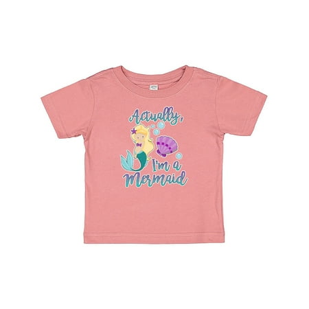

Inktastic Actually Im a Mermaid with Seashell and Bubbles Gift Baby Girl T-Shirt