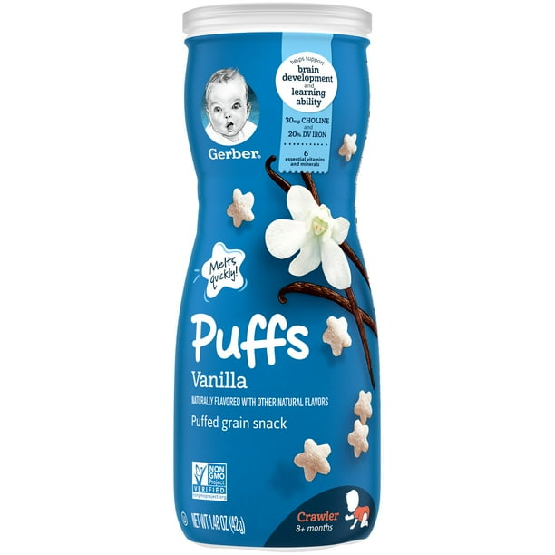 Gerber Puffs Vanilla Cereal Snacks, 1.48 Oz Canister