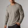 thumbnail image 2 of Mens Shirts Long Sleeve Crew Neck Solid Color Big and Tall Pullover Tops Men's Undershirt Winter Casual Outdoor Sport Base Shirts, 2 of 7