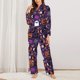 thumbnail image 2 of Fotbe Halloween Sweet Candy Conjunto de Pijama de Manga Larga para Mujer con Estampado, Ropa de Dormir de 2 Piezas, Conjunto de Casa Suave y Cómodo con Bolsillos-Medium, 2 of 7