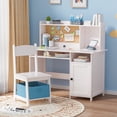 thumbnail image 2 of TAOHFE Kids Study Desk With Chair, Children School Study Table With Chair For 3-8 Years Old（White）, 2 of 5