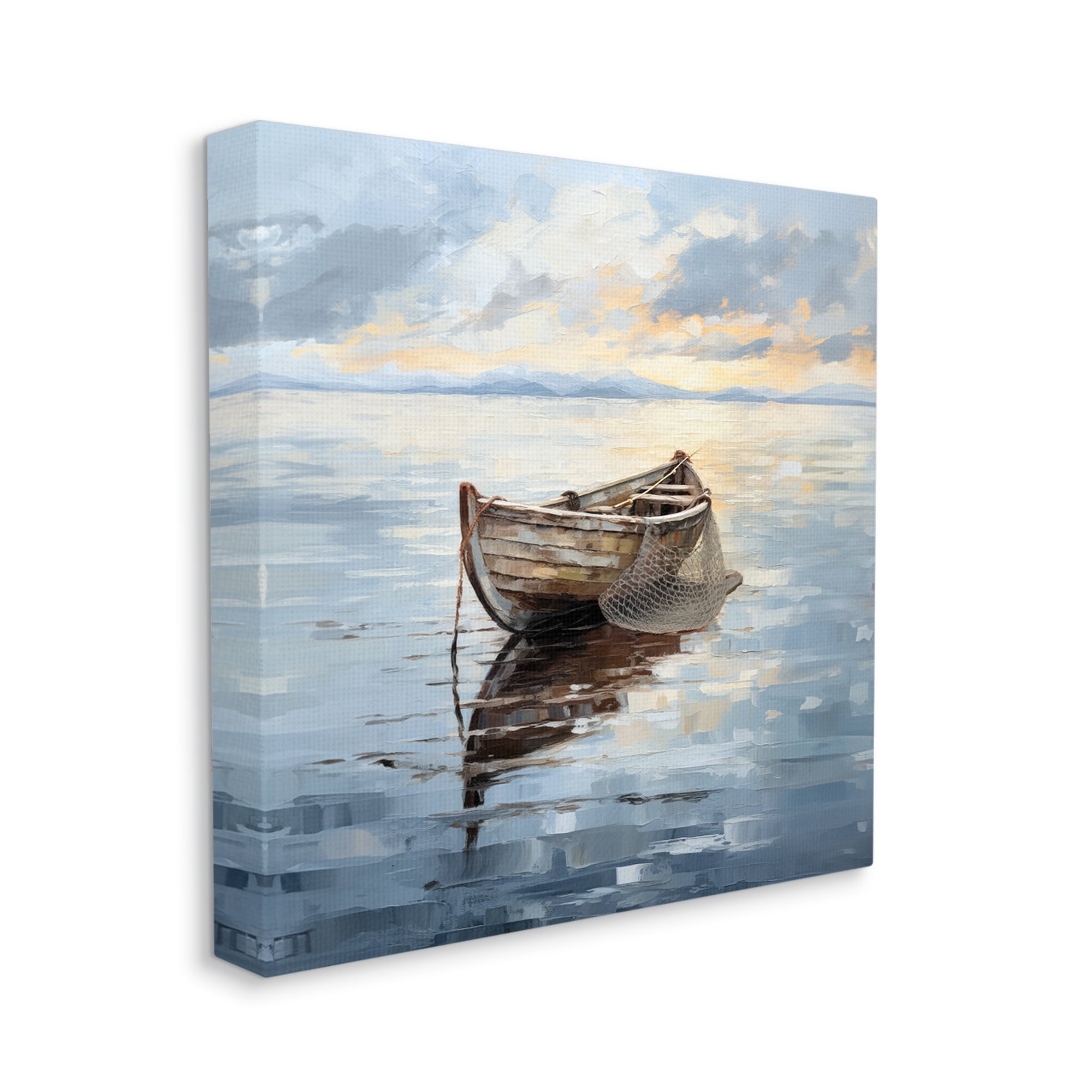 Stupell Industries Fishing Boat Painting Transportation Painting Gallery Wrapped Canvas Art Print Wall Art, 36 x 36