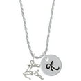 thumbnail image 1 of Delight Jewelry Silvertone 2-D Reindeer Silvertone Script Initial Disc - K - Charm Necklace, 20"+3", 1 of 4