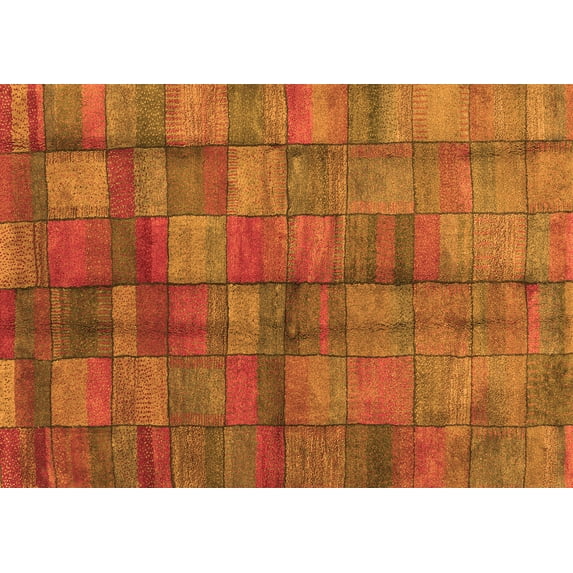 Ahgly Company Indoor Rectangle Abstract Orange Contemporary Area Rugs, 3' x 5'