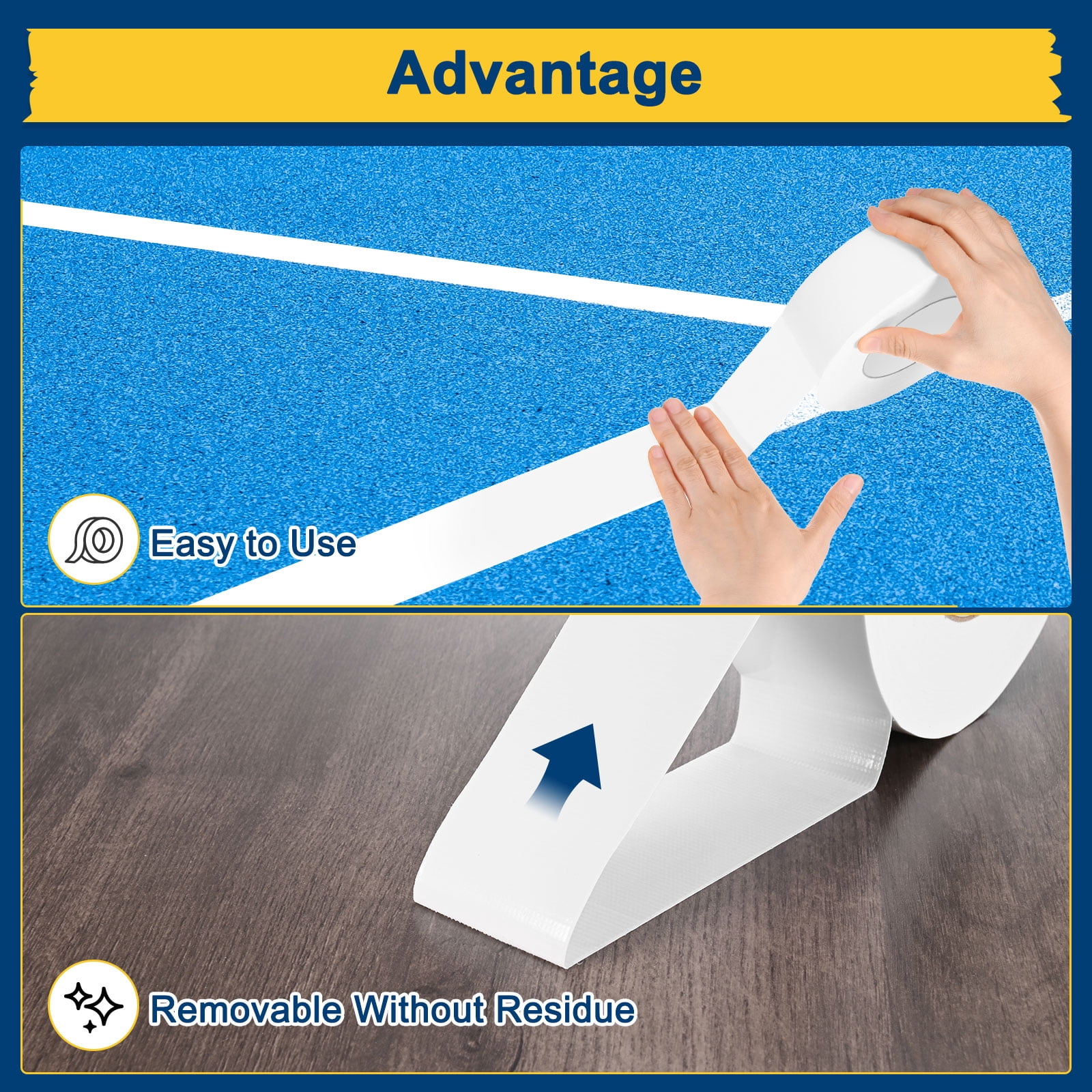 Uxcell Pickleball Court Tape, 2Inch x 230Ft Outdoor Pickleball Lines, Court Marking Kit for Temporary/Gym/Tennis/Driveway/Badminton/Sport [White]