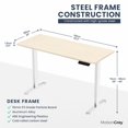 thumbnail image 3 of MotionGrey Height Adjustable Electric Motor Sit-to-Stand Standing Office Desk - White Frame with Light BrownTabletop (43"x24"), 3 of 6