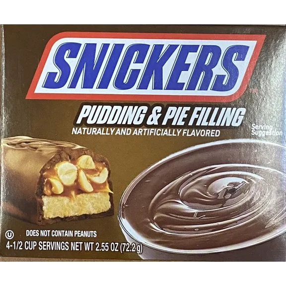 SNICKERS CANDY BAR Flavored Pudding & Pie Filling Dessert Mix 2.55 oz Box