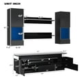 thumbnail image 4 of 75" Floating Entertainment Center Set, 5 Pieces Floating TV Stand Set with 2 Storage Cabinets and 2 Shelves, Modern High Gloss Wall Unit Entertainment Center with LED Lights for Living Room, Black, 4 of 9