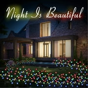 QiShi 2 Pack Solar Fairy Lights Waterproof Multi-Color Solar Powered Garden Lights, Solar Flower Lights with 20 Cherry Blossom, Bigger Solar Panel for Pathway Patio Yard Christmas Decor