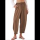 thumbnail image 2 of Pantalones Rectos Holgados Informales de Algodón y , Color Café, Talla XL, 2 of 5