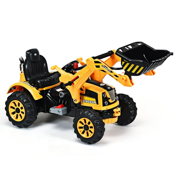 Infans Kids Ride On Excavator Truck 12V Battery Powered With Front Loader Digger Yellow