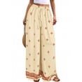 thumbnail image 3 of Women Plus Size Pants Wide Leg Palazzo 2026 Summer Boho Trousers Spring Flowy Beach Vacation Wear, #02 Yellow, M, 3 of 6
