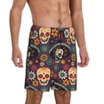 thumbnail image 2 of Naloa Skulls and Flowers Men's Short Pajama Pants, Lounge Comfort Shorts with Elasticized Waistband and Side Pockets - 4X-Large, 2 of 9