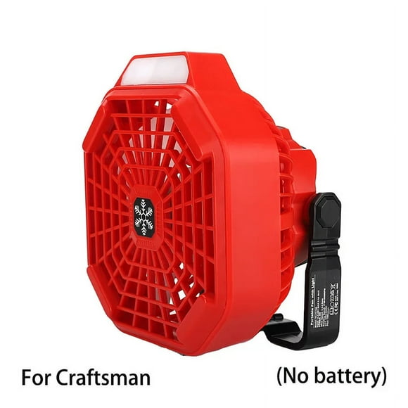 Ventilador de Acampar Inalámbrico para Makita/Bosch/Dewalt/Milwaukee/Black Decker/Craftsman Ventilador de Batería de 14.4-18V con Luz LED Control Remoto para Acampar, Emergencia y Lugar de Trabajo