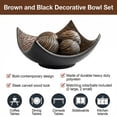 thumbnail image 2 of Seraphic 5pc Bowl Table Centerpieces for Dining Room, Large Decorative Bowls for Coffee Table Decor, Kitchen, Orbs/Balls Included, Brown, 2 of 12