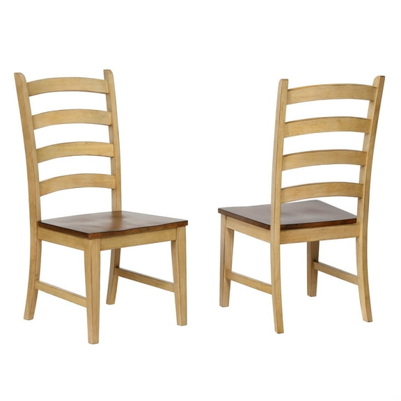 Sunset Trading Brook 18" Wood Ladder Back Dining Chairs in Cream (Set of 2)