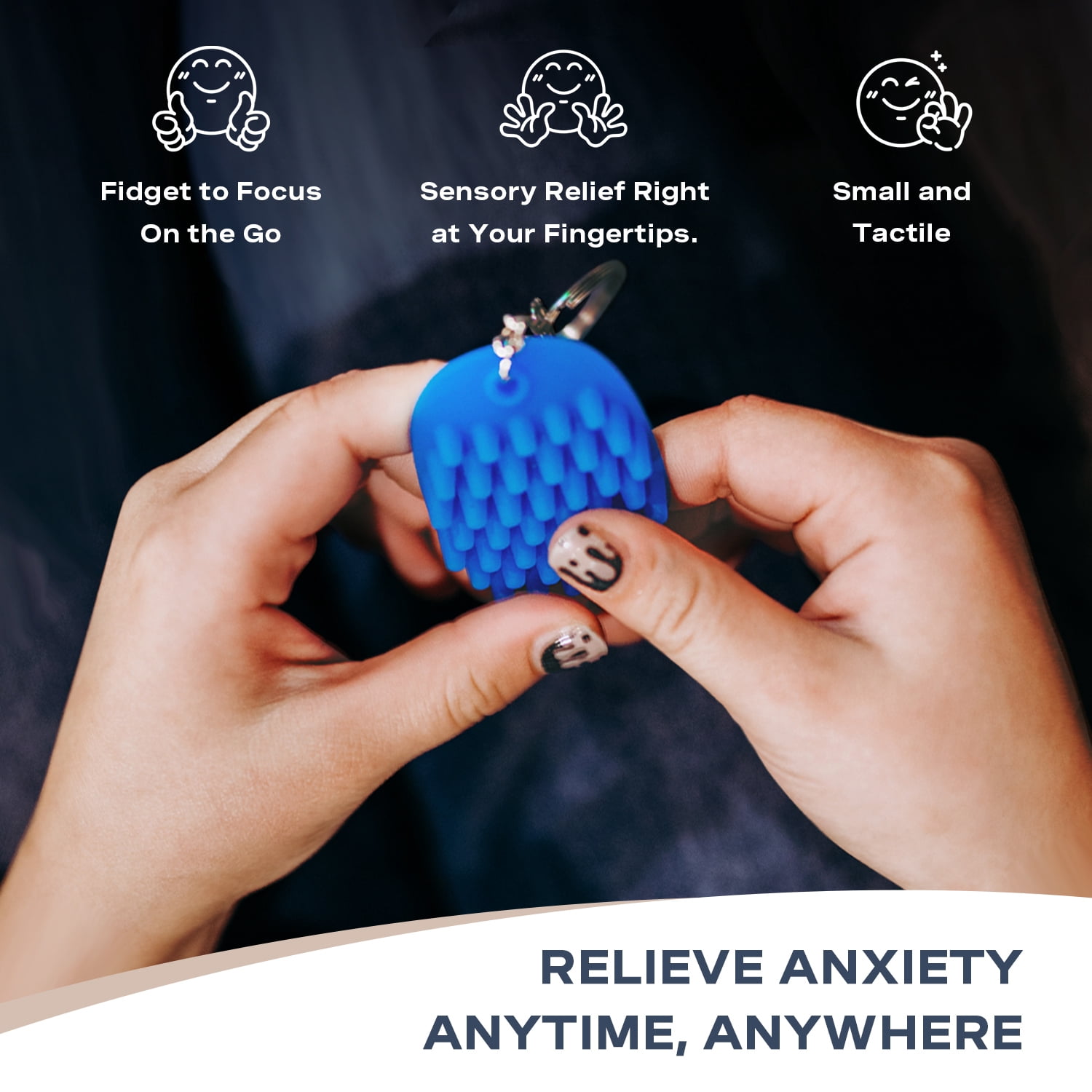 Hedgehog Fidget Keychain, Blue