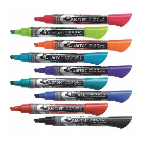 Quartet EnduraGlide Dry Erase Marker, Chisel Tip, Assorted Colors, 12/Set